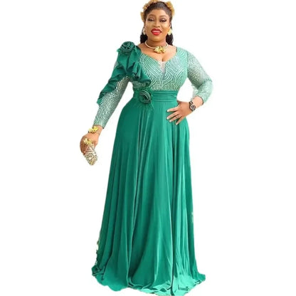 Sequin Elegant African Dresses for Women 2025 New Africa Clothing plus Size Wedding Party Long Dress Dashiki Ankara Outfits Robe