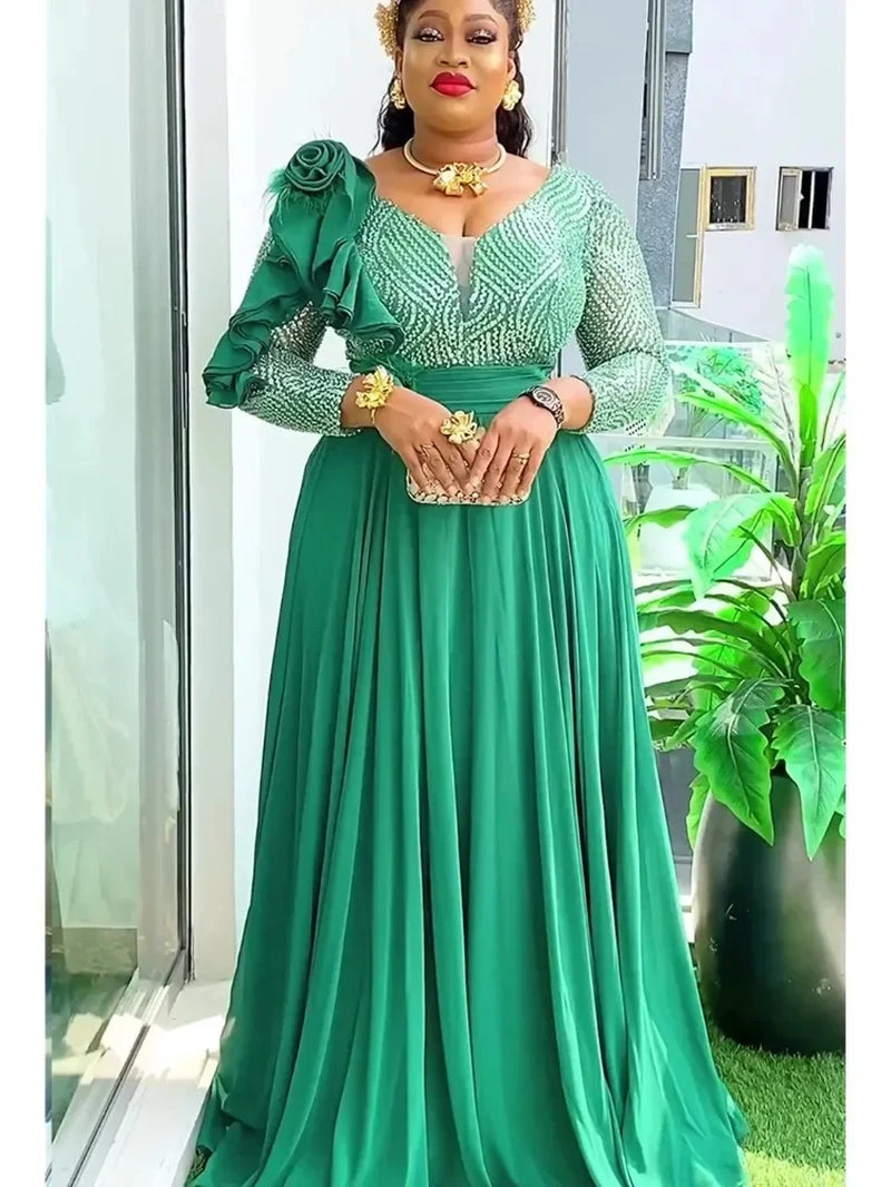 Sequin Elegant African Dresses for Women 2025 New Africa Clothing plus Size Wedding Party Long Dress Dashiki Ankara Outfits Robe