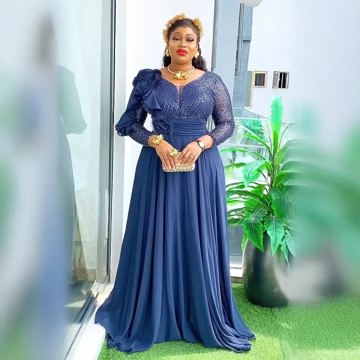 Sequin Elegant African Dresses for Women 2025 New Africa Clothing plus Size Wedding Party Long Dress Dashiki Ankara Outfits Robe
